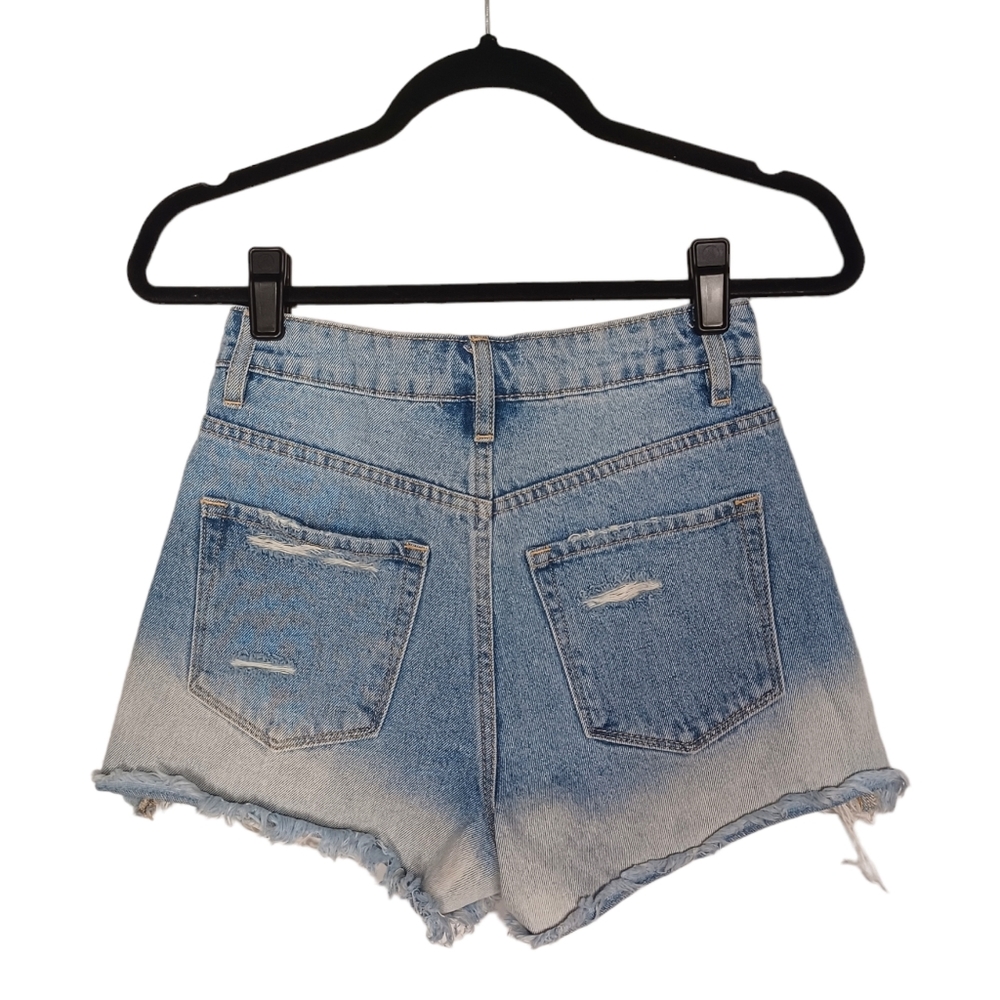 VERVET Blue Ombre Button Fly Distressed Raw Hem High Waisted Jean Denim XS - Picture 2 of 6